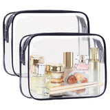COSHAYSOO 2Pcs Clear Tsa Approved Toiletry Bag Quart Size for Women Teen Girls Set of 2 Carry on Waterproof Air Travel Airport A