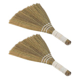 VILLFUL 2pcs Natural Straw Woven Handheld Brooms 20x28cm Small Rustic Craft Broom Set for Indoor Floor and Table Dust Cleaning