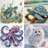4Pack Diamond Painting Kits For Adults,Sea Turtle Special Shape Diamond Art Kits For Adults Beginners, DIY Diamond Crystal Rhine