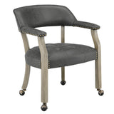 LEEMTORIG Dining Chairs with Casters and Arms, Large Rolling Dining Chairs with Wheels, Wood Boss Caption's Chairs, 26 D x 25.2