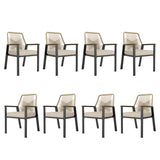 HERA 'S HOUSE Patio Chairs Set of 8, 36.6 Rattan Dining Chairs with Heavy-Duty Wrought Iron Metal Frame Support 300lbs, All-Wea