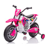 AOKOY 12 Volt Girls Electric Motorcycle with Training Wheels Kids Dirt Bike Battery Powered Ride On Toy Rechargeable Motorbike w