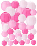 Treela 48 Pcs Paper Lanterns Party Decorations Chinese Round Paper Lanterns 4/6/8/10 Inch Asian Hanging Lamps Decorative for Bir