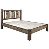 Montana Woodworks Homestead Collection Queen Platform Bed With Laser Engraved Elk Design, Stain & Clear Lacquer Finish