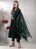 Anni Designer Women'S Rayon Blend Anarkali Printed Kurta With Pant & Dupatta (Berlin Green-Vks05_M_Green_Medium),Green,M,Rayon Blend,Anarkali,
