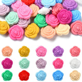 DanLingJewelry 30Pcs Random 20mm Romantic Valentines Day Silicone Beads Colorful Rose Flower Loose Beads for DIY Bracelet Neckla