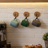 Aimto 3PCS Bamboo Wall Mounted Coffee Mug Holder, with Hooks and Sign Modern Wood Coffee Sign for Kitchen, Bar Station Accessori