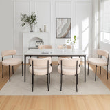 Riknuxi Boucle Dining Chairs Set of 6, Round Upholstered Dining Chairs with Black Metal Legs, Modern Dining Room Chairs for Dini