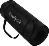 HemingWeigh 1 Inch Extra Thick Non Slip Yoga Mat - Exercise Mats for Home Workouts, Black (70L x 23W)