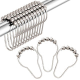 Stainless Steel Shower Curtain Rings Hooks, Set of 12, Polished Nickel Finish, Rustproof Heavy Duty Roller Glide Shower Curtain