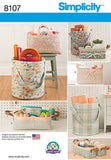 Simplicity 8107 Home Dcor Organization Storage Bucket and Tote Bag Sewing Pattern, SL Containers