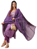 Anni Designer Women'S Cotton Blend Straight Printed Kurta With Pant & Dupatta (Doremi-Purple_S_Purple_Small),Purple,S,,,