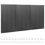 ENJOYWOOD Pegboard, 3 PCS 24 16 Metal Peg Board Panels Black Modular Wall Organizer Kit with 30 Hooks, Dual-Size Hole Design fo