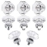 HIEMEY 8 Pcs Crystal Glass Cabinet Knobs, Octagon Polished Chrome Clear Drawer Pulls and Knobs for Cabinet Kitchen Dresser Bathr