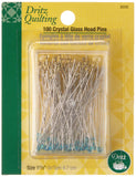 Dritz 3035 Crystal Glass Head Pins, 17/8Inch (100Count), Blue and Yellow