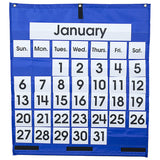 Carson Dellosa - Blue Monthly Calendar Pocket Chart, 43 Clear Pockets with 72 Cards, Classroom Management