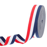 PATIKIL 1 Red White Navy Striped Grosgrain Ribbon, 25 Yard Polyester Fabric Stripe Craft Ribbon Double Faced Design for Bow Gift