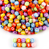 ZHIYUXI 1000PCS Number Beads for Friendship Bracelets 4x7mm White Number Colorful Round Bead Acrylic Number Beads Bulk for Brace