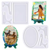 Resin Mold for Photo Frame, Picture Frame Silicone Molds with Stand Holder, Rectangle & Oval Frame Molds for Resin Casting, DIY