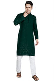 Divisive Men'S Sequince Embroidered Cotton Blend Only Slim Fit Kurta (Dkrt18_Xl_Bottle Green)
