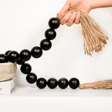 RUIRUICO Extra Large Wood Bead Garland with 1.4 Diameter Wood Beads, Wooden Beads Garland with Tassels, Decorative Beads Home De