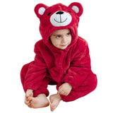 MICHLEY Infant Halloween Cosplay Costume Kids' Animal Outfit Hooded Romper Partywear 3-4T,Red Bear