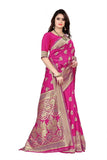 Sugathari Womens Banarasi Saree Pure Kanjivaram Silk Saree Soft New Ladies 2023 Design Wear Pattu Sarees Latest Cotton Party Sari Collections With Blouse Piece For Wedding Sadi (Pari 63 Rani)