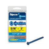 Tapcon+ 5/16 x 3 Inch Heavy-Duty Hex Head Concrete Anchors, 15 PCS, Corrosion Resistant Blue Climaseal Coating, Outdoor Rated Us