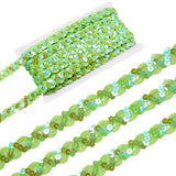 Yalulu 10 Meters Gleaming Ribbon Spangle Flat Sequins Paillette Ribbon DIY Sewing Trim Bridal Wedding Applique (Light Green)