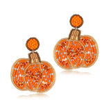 Halloween Earrings for Women Cute Pumpkin Ghost Beaded Dangle Earrings Statement Spooky Skull Witch Hat Boo Trick Treat Earrings