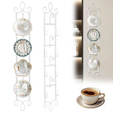 WHXGG 2 Pack Tea Cup Display Rack Vertical Wall Cup Rack Set 4 Tiers Wall Mounted Cups Plate Holder 36 x 5''Tea Cup and Saucer D