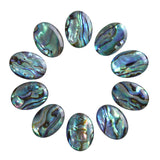 SUNYIK 10PCS 13x18mm Natural Oval Abalone Shell Cabochons with Resin Flat Back CAB for Jewelry Making DIY Art Project
