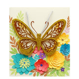 3D Butterfly Gift Bag with Rope Handle | Paper Carry Bag for Birthday, Wedding, Anniversary & Party Gifts (cream glitter butterf