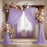 Wedding Arch Draping Fabric, White Sheer Backdrop with Floral Decor, Indoor Ceremony Party Ceiling Decoration (Purple-1PC)