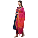 Anni Designer Women'S Cotton Printed Straight Kurta With Palazzo & Dupatta (My-Hit-One Blue_Xxl_Blue_Xx-Large),Blue,2XL,Rayon,Straight,