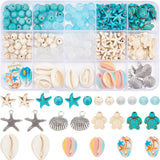 SUNNYCLUE 1 Box 210Pcs Starfish Bead Turtle Beads Lucky Turquoise Beads Bulk Summer Ocean Beads Sea Animal Charms Shell Beads Se
