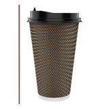LITOPAK 80 Pack 16 oz Paper Coffee Cups, Insulated Ripple Wall Paper Cups with Lid and Straws, Three Layer Insulated Hot Beverag