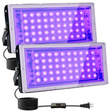 Indmird 2 Pack 50W Black Lights, Blacklight Flood Light with Plug and Switch,for Glow Party, Halloween, Fluorescent Poster, Body