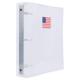 JAM PAPER Plastic 2 inch Binder - American Flag Clear 3 Ring Binder - Sold Individually