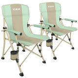 XGEAR 2pcs Camping Chair with Padded Hard Armrest, Sturdy Folding Camp Chair with Cup Holder, Lawn Chair Back W Mesh Storage Bag