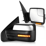 SIZIOM Side Mirrors for 2004-2014 Ford F-150 with Dynamic Turn Signal Puddle Light Heated Power Glass Manual Folding Tow Mirrors