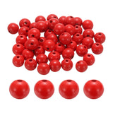 HARFINGTON 50pcs 20mm Red Wood Beads 4.5mm Large Hole Round Wooden Loose Spacer Beads for Jewelry Making Necklace Bracelets DIY