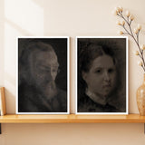 SoulAbiti Study of an Elderly Man 1875 & Portrait of a Young Girl 1872 Framed Wall Art Print Set of 2 12x18 inch White Frame