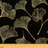Ginkgo Leaf Pattern Outdoor Fabric by The Yard,Hand Drawn Plant Print Fabric by The Yard for Teens Craft Lover,Fall Theme Golden