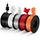 Haosegd 3D Printer Filament PLA 1.75mm 3-D Printing Materials 5 Color Bundle Print Filimate 1.75 mm White Black Clear Red Orange