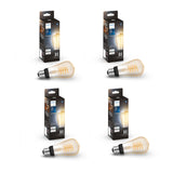Philips Hue Smart 40W ST19 Filament LED Bulb - White Ambiance Warm-to-Cool White Light - 4 Pack - 550LM - E26 - Indoor - Control
