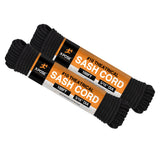 Xpose Safety #10 Sash Cord - 5/16 Inch x 100 Ft - Black Cotton Rope with Nylon Core - Low Stretch Utility Cord for Window Sash,