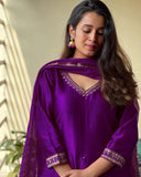 Anni Designer Women'S Cotton Blend Straight Embroidered Kurta With Pant & Dupatta (Bagicha Begani-Nw_S_Begani_Small),Begani,S,,,