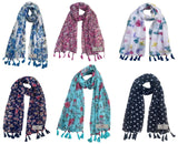Fusfus WomenS Printed Chiffon Scarves And Stoles, Free Size(Multicolour, Fs2423) Pack Of 6 (Multicolor2)