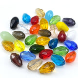 Jmassyang 100pcs 6x8mm Crystal Glass Teardrop Beads Faceted Vertical Hole Shape Loose Spacer Beads for Jewelry Making DIY Bracel